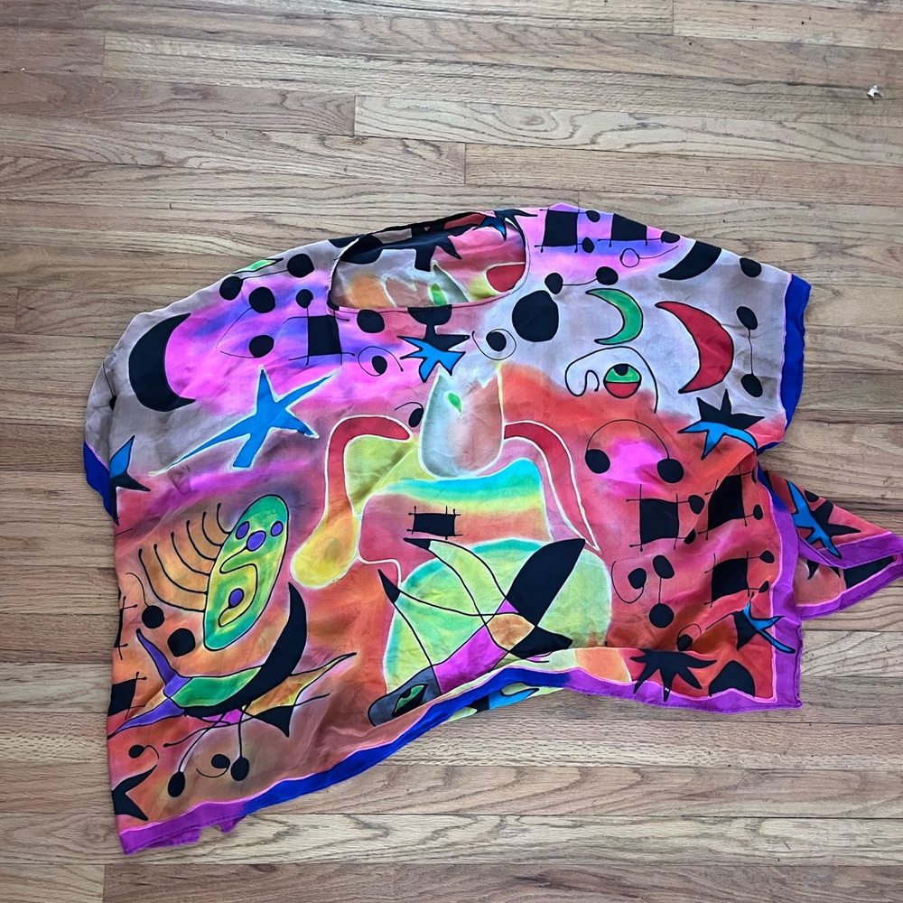 Dilemma Dhun Shroff 90s Abstract Print 100% Silk Blouse Top - vintage